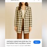 Dior Christian  Suit Jacket Gray Plaid Blazer Size 10 Womens Photo 8