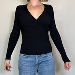 Cache Vintage  Black Ribbed Longsleeve Top Size Small Photo 3