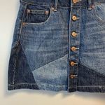American Eagle AEO Denim Skirt Patchwork Denim Super Hi-Rise A-Line Mini Sz 6/28W NWT Photo 2
