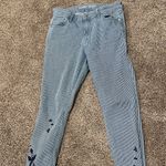 Old Navy  Striped Blue Jeans with Floral Design size 6 Photo 1
