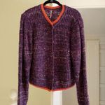 Free People  Walk On By Wool Cardigan Sweater Purple Size S Retail $148 Photo 8