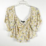Eloquii Yellow Floral On/Off Shoulder Cropped Top, Size 20 Photo 1