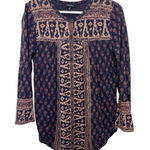 Lucky Brand  Linen Blend Button Down Size Medium Boho Hippie Western Festival Photo 0