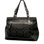 Coach  Classic Signature Black Canvas Handbag EUC Photo 0