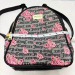 Juicy Couture  Pink Rose Print Black Logo Faux Leather
Backpack Photo 5