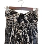 BCBGMAXAZRIA  Strapless Silk Evening Gown Black & White Rhinestone Embellished Photo 3