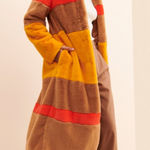 Hutch Anthropologie  Colorblock Stripe Faux Fur Coat Photo 0