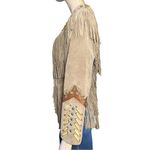 Leathers by Maurice Vintage Size 6 Taupe Suede Beaded Fringed Southwest Jacket Brown Photo 4