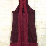 Free People Dress Women M Burgundy Red Natasha Lace Halter Bodycon Mini Party Photo 3