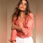 Free People NWT Louella Embroidered Lace Top Savannah Red Large Lace V-Neck Boho Photo 1