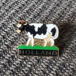 Black & White Vintage Black White Enamel Dairy Cow Lapel Hat Tie Pin Holland Brooch 1" Pinback Photo 3