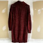prAna Archer Sweater Mini Dress Cowl Neck Eyelet Ribbed Trim Amber Red XS Photo 4