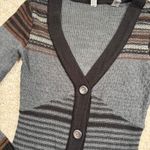 BKE by Buckle Women Gray Black Stripe V Neck Button Cardigan Sweater Size S Photo 1