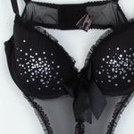 Victoria's Secret Womens French Maid Lingerie Size 36D Black Rhinestone Push Up Photo 2