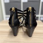 Nine West Freesia Sandal Stacked Heel Elegant Black Strappy Heels Photo 5