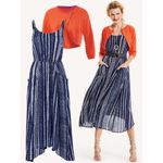 CAbi  #5048 Navy White‎ Printed Margherita Midi Sun Dress Size M 100% viscose Photo 2