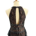 BCBGMAXAZRIA  Dress Black Lace Tiered Tulle Grommets Cutout Wimsygoth Edgy Size 6 Photo 5