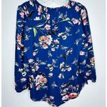 Fun2Fun Stitch Fix Top Small Navy Floral Blouse 3/4 Sleeve NWOT Blue Photo 7