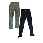 Old Navy Set of 2 Cotton Leggings, Army Green & Solid Black w/ Ankle Bow Detail Photo 1