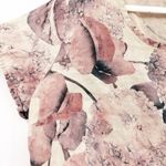 Flax Women Beachy Tropical Hydrangea Floral 100% Linen Short Sleeve Top 18-20 Photo 2