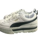 Mayze Leather Sneakers Size 7.5 In Puma White Puma Black Photo 5