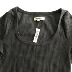 Madewell  Square Neck Long Sleeve Crop Tee in Sleekhold Black XS NWT Photo 2