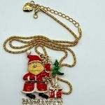 New without tags red and white crystal and enamel Santa Claus Christmas necklace Photo 1