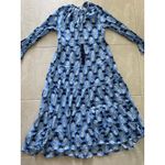 Mud Pie  Dress Womens‎ Medium Blue Midi Tassels Boho Beach Resort Coastal Preppy Photo 2