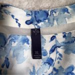 NYDJ Blue and White Floral Sleeveless Blouse Photo 4