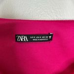ZARA  Hot Pink Velvet Bodysuit Size Small Asymmetrical Neckline Long Sleeves Bold Photo 9