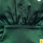 Lulus Delightful Endeavor Emerald Green Satin Long Sleeve Mini Dress Photo 3