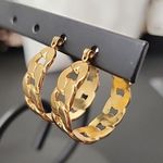 Gold Filled Chunky Chain Link Hoop Earrings Photo 0