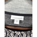 J.Jill  Black White Floral Pattern Long Sleeve‎ Top Sweater L 100% Cotton Photo 2