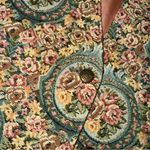 Vintage Bushwacker Rose Floral Tapestry Vest Green Peach Satin Back Large EUC Orange Photo 2