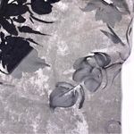 Gray Velour & Sheer Black Floral Scarf Photo 3