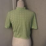 Free People Green Mock Neck Textured Button Closure Back T-Shirt S Casual Boho Photo 1