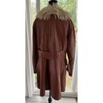 Lantry Leathers Red/Brown Leather Coat With Fur ~ Penny Lane Boho Excellent Cond Brown Size M Photo 5