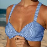 BERLOOK Blue Textured Striped Knot TOP ONLY 10 Photo 0