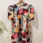 En Saison Floral Quilted Puff Sleeve Baby Doll Mini Dress Size Small NWT Blue Photo 0