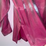 Avon L Blouse Pink Two Tone Dhoop Chao Shimmer Long Sleeve Button Collarless Size L Photo 11