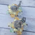 Vintage Clip On Earrings Extra Large Yellow, Orange, Green Statement Photo 4