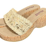 Mudd Y2K 2000s  cream cork wedge sandals iridescent sequin flower embroidered 10 Photo 0