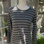 Marine layer  Charcoal and White Striped Long Sleeve Tee Photo 0
