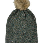 Madewell  Lamb Wool Faux Fur Pom Pom Midnight Green Knit Beanie‎ Women One Size Photo 0