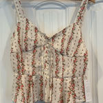 Sienna Sky  Ivory Floral Lace Up Tank‎ Top Size XL Photo 0