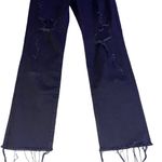 Zenana Outfitters Jeans Womens Size 24 Distressed Straight Raw Hem Cropped Black denim Photo 5