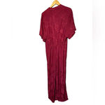 ZARA NWT RED BURGUNDY WIDE LEG FLORAL PRINT JACQUARD JUMPSUIT BELT SIZE SMALL Photo 4