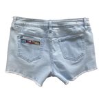 Black Heart Stretchy Low Rise Denim Shorts Embroidered Patches Size 9 Light Wash Photo 1