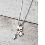 Silver Tone Cat with Fish Pendant Necklace Photo 2