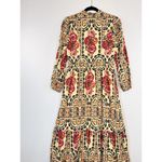A loves A Womens Dress Brown Vintage Floral Split V Neck Midi A Line Boho XS Photo 7